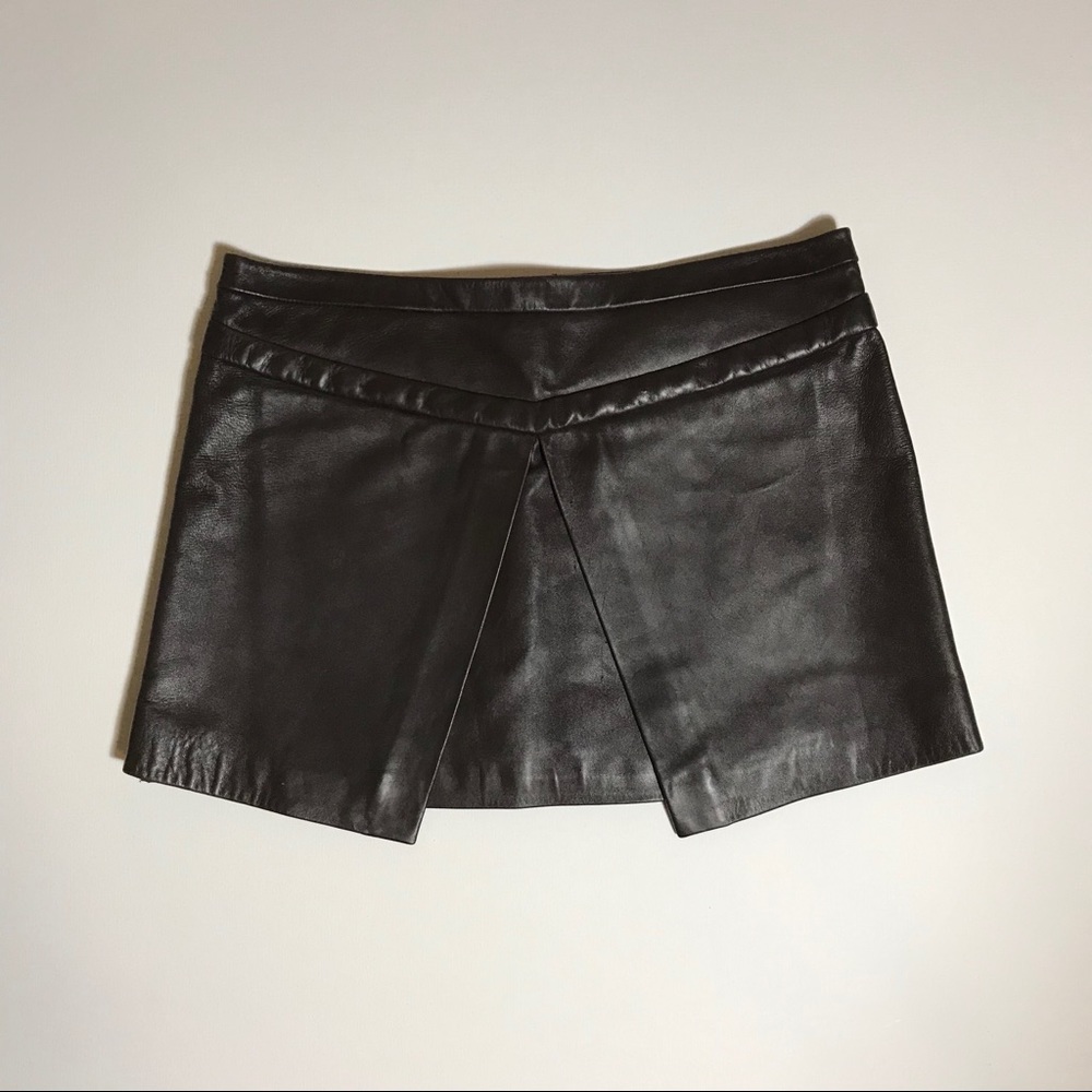 Louis Vuitton Leather Mini Skirt Medium Brown